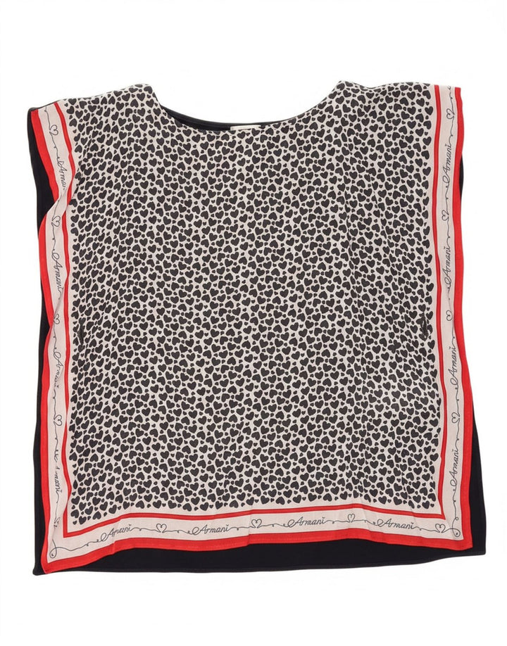 ARMANI JUNIOR Girls Abstract Pattern Blouse Top 9-10 Years Black Vintage Armani Junior and Second-Hand Armani Junior from Messina Hembry 