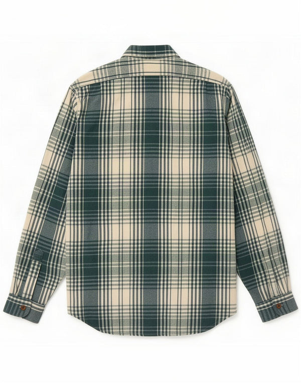 J. Chemise slim en flanelle pour hommes Crew en coton à carreaux vert moyen