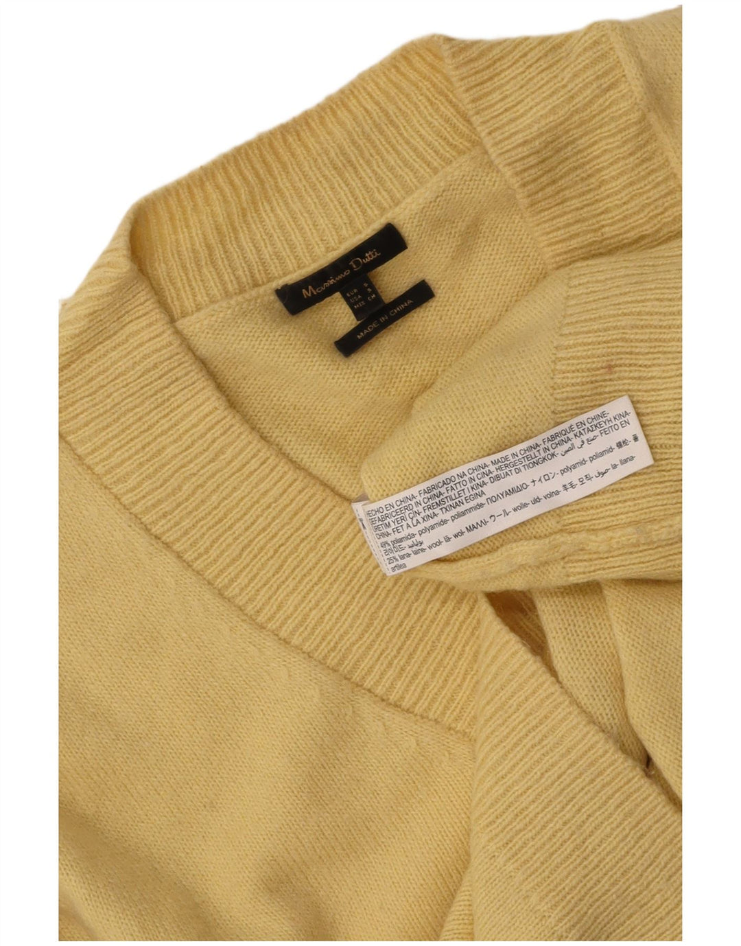 MASSIMO DUTTI Womens Oversized V-Neck Jumper Sweater UK 10 Small Yellow