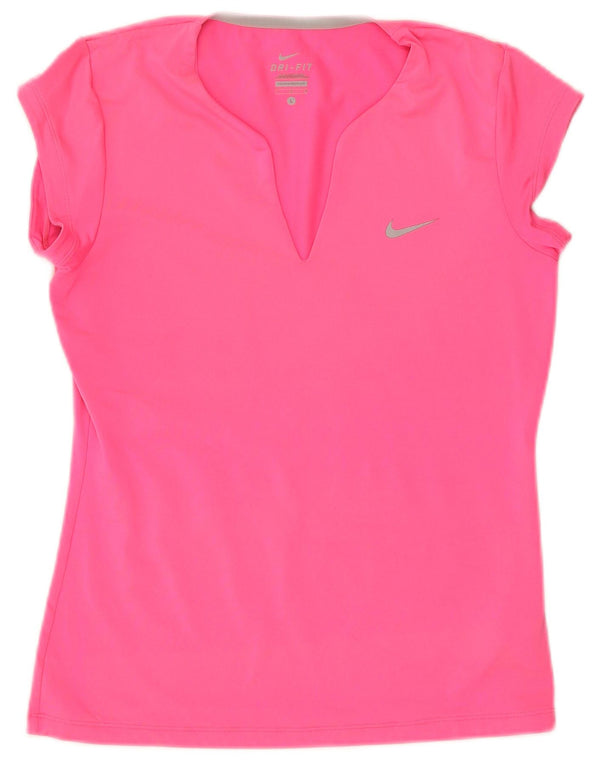 Nike Womens Dri Fit T-Shirt Top UK 16 Large Rose Polyester