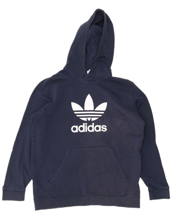 Adidas Pull à capuche graphique pour homme XL en coton bleu marine