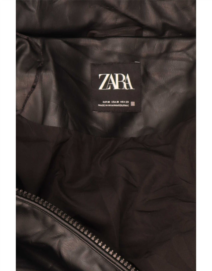 Zara Manteau matelassé à capuche surdimensionné pour hommes en polyester noir moyen