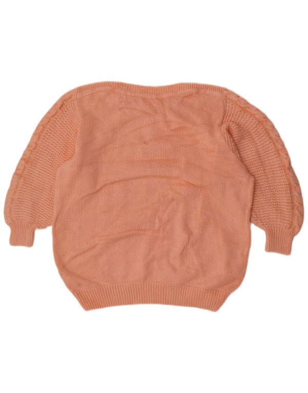 vintage Womens Crew Neck Jumper Pull UK 16 Grand Rose