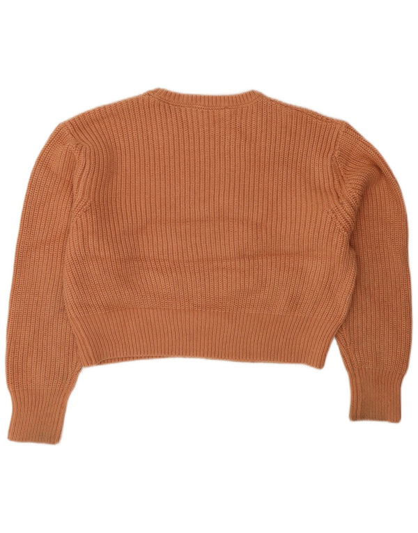 Zara Pull court surdimensionné à col rond pour femme UK 10 Petit Orange