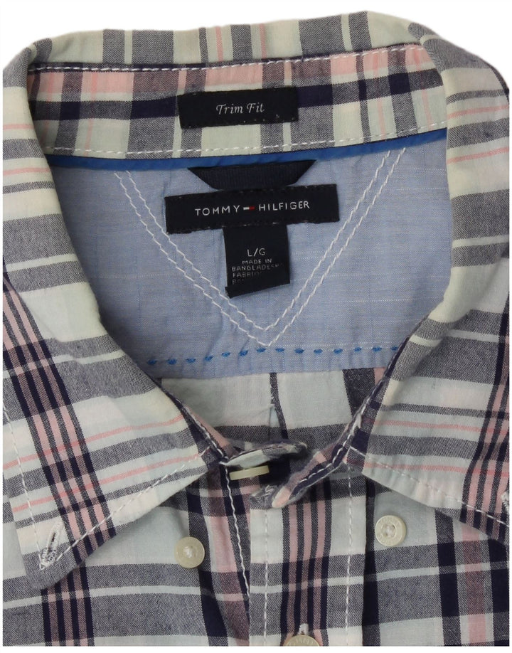 Tommy Hilfiger Chemise Homme Grand Carreau Bleu Coton