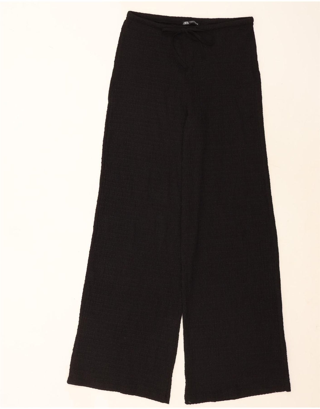 Zara Pantalon décontracté à jambe large pour femme Medium W28 L31 Noir Polyester