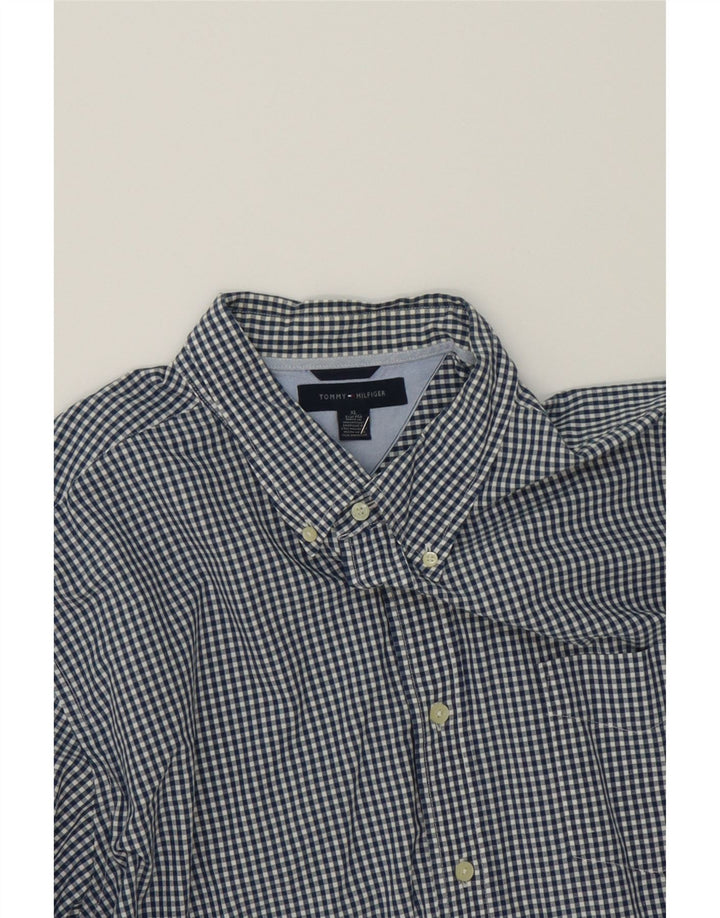 TOMMY HILFIGER Mens Shirt XL Navy Blue Check Cotton Vintage Tommy Hilfiger and Second-Hand Tommy Hilfiger from Messina Hembry 