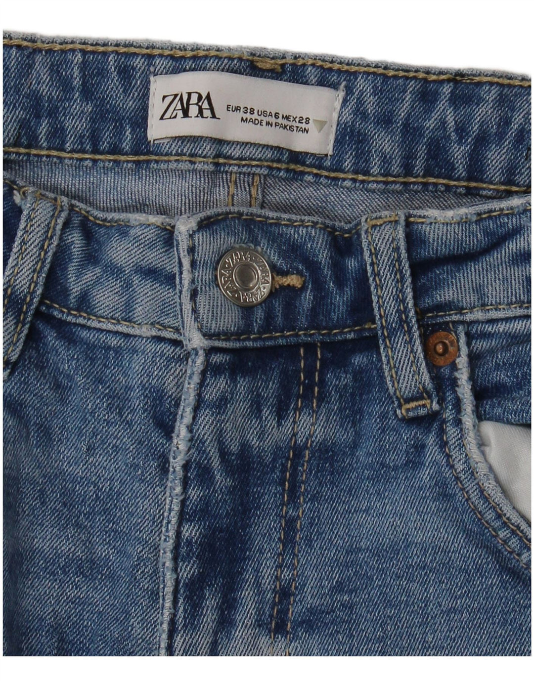 Zara Jean court pour femme EU 38 Small W28 L25 Bleu