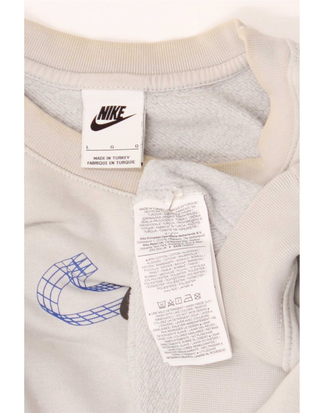 Nike Sweat-shirt graphique pour homme en coton blanc Taille L
