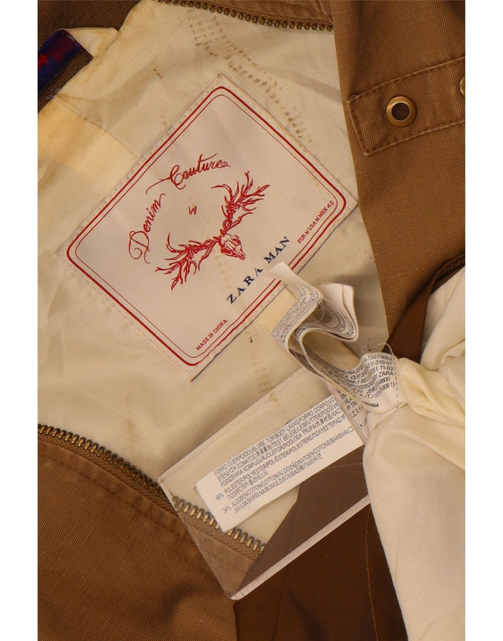 Zara Veste Bomber Homme UK 38 Marron Moyen Colorblock Polyester