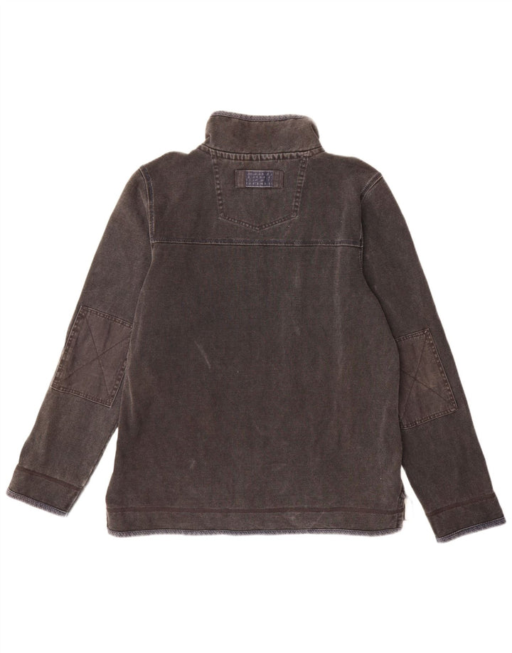 Fat Face Sweat-shirt à col zippé pour homme en coton gris Taille L