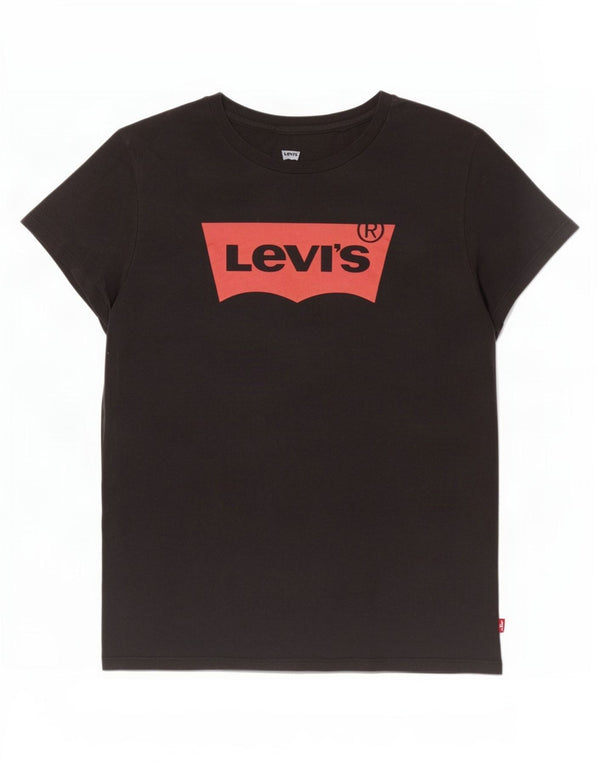 Levi's T-Shirt Graphique Femme UK 16 Large Noir Coton