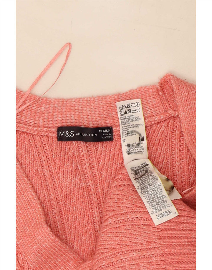 Marks & Spencer Pull Cardigan Femme UK 14 Rose Moyen Polyester