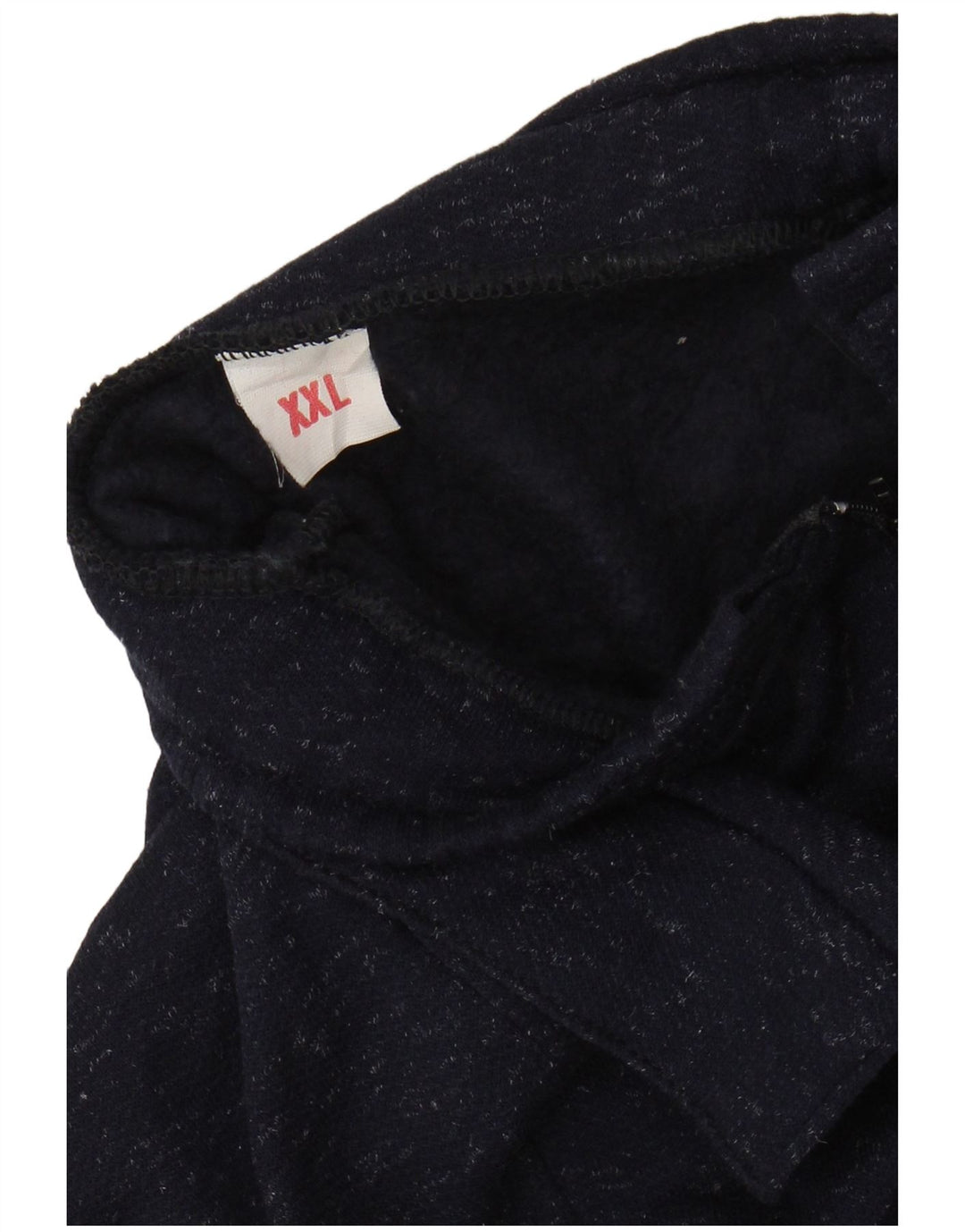 VINTAGE Femme Zip Neck Jumper Pull UK 20 2XL Bleu Marine Moucheté Coton