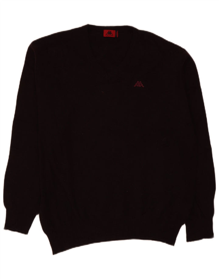 Kappa Pull col V pour homme en laine d'agneau bordeaux Taille L