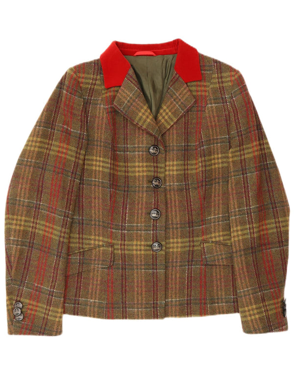 vintage Femmes 4 Bouton Blazer Veste EU 48 2XL Multicolore Plaid Classique