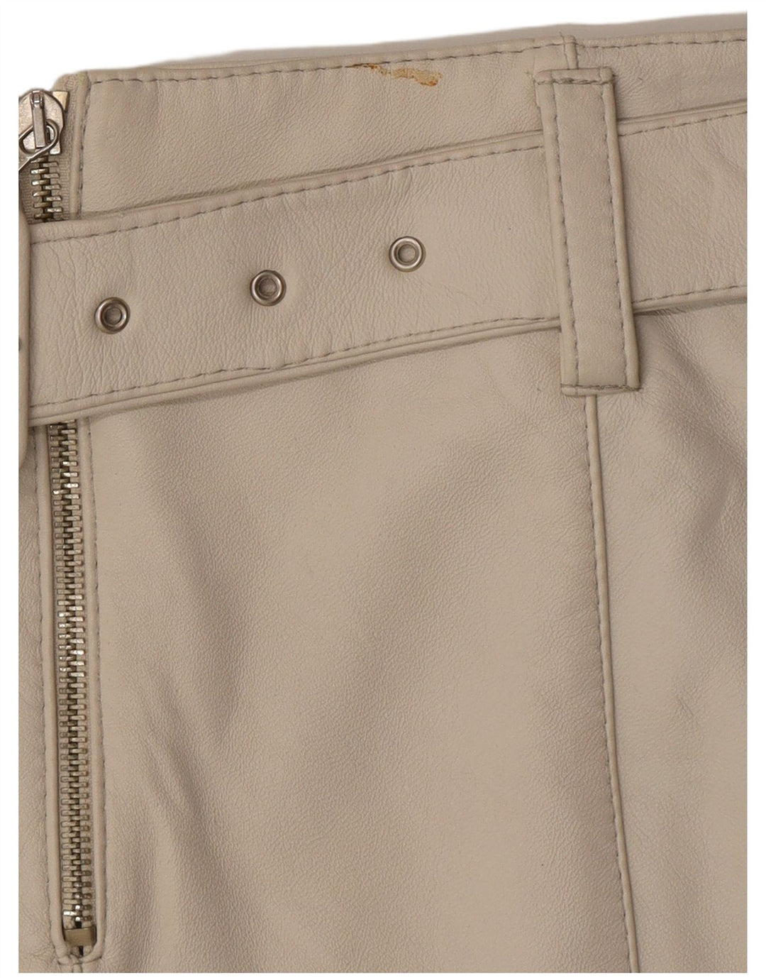 VINTAGE Womens Leather Skirt IT 44 Medium W28 Grey Leather