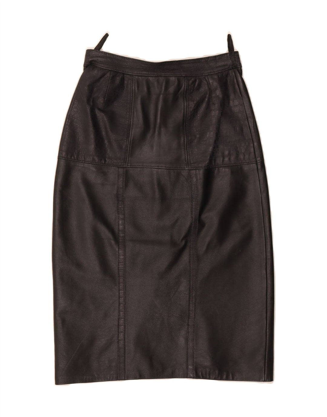 VINTAGE Womens Leather Skirt IT 36 XS W24 Black Vintage Vintage and Second-Hand Vintage from Messina Hembry 