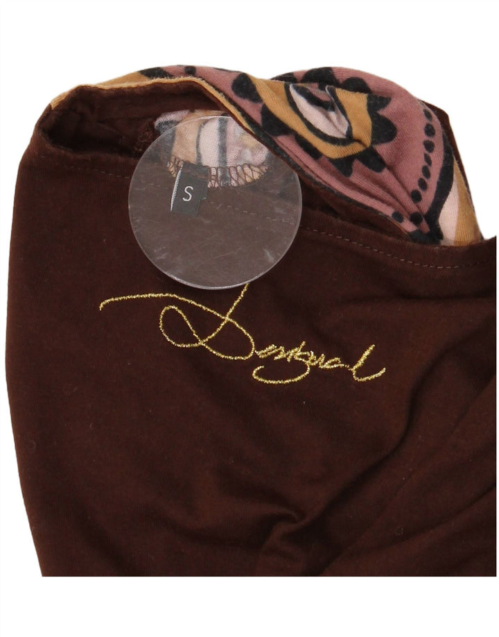 DESIGUAL Robe tunique asymétrique graphique pour femme UK 10 Petit marron floral