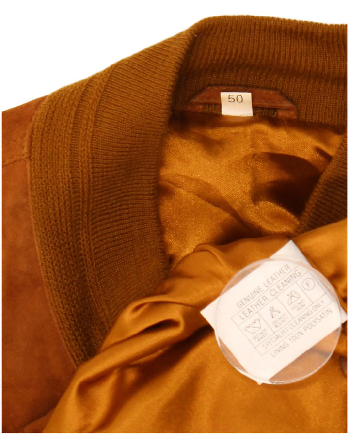 vintage Mens Suede Bomber Jacket IT 50 Grand Brun