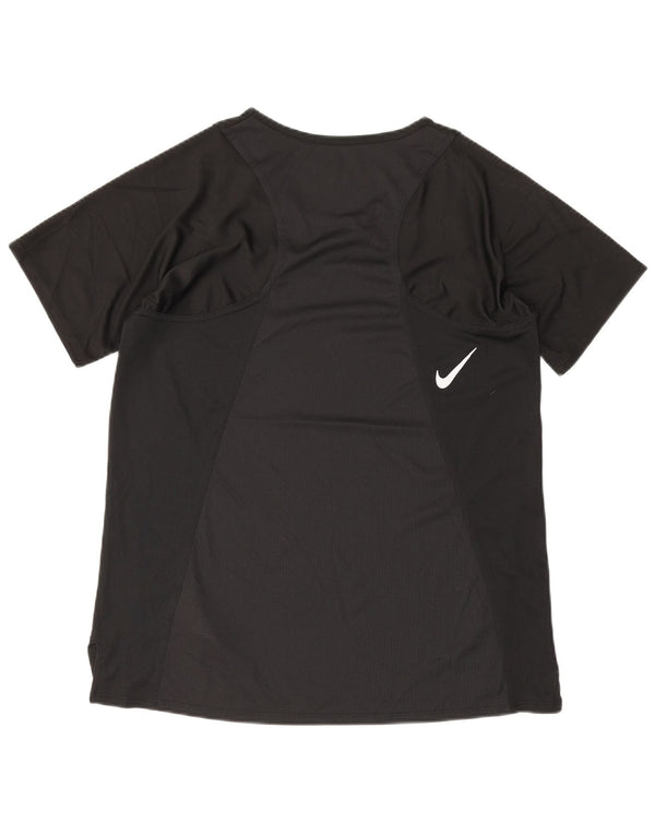 Nike Womens Dri Fit T-Shirt Top UK 10 Petit Noir Polyester