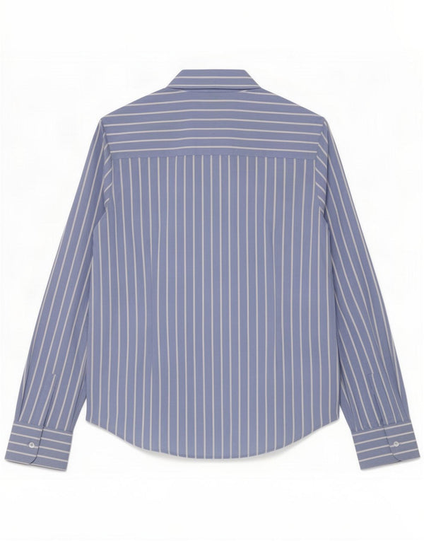 Marks & Spencer Chemise femme UK 12 Coton à fines rayures bleu moyen