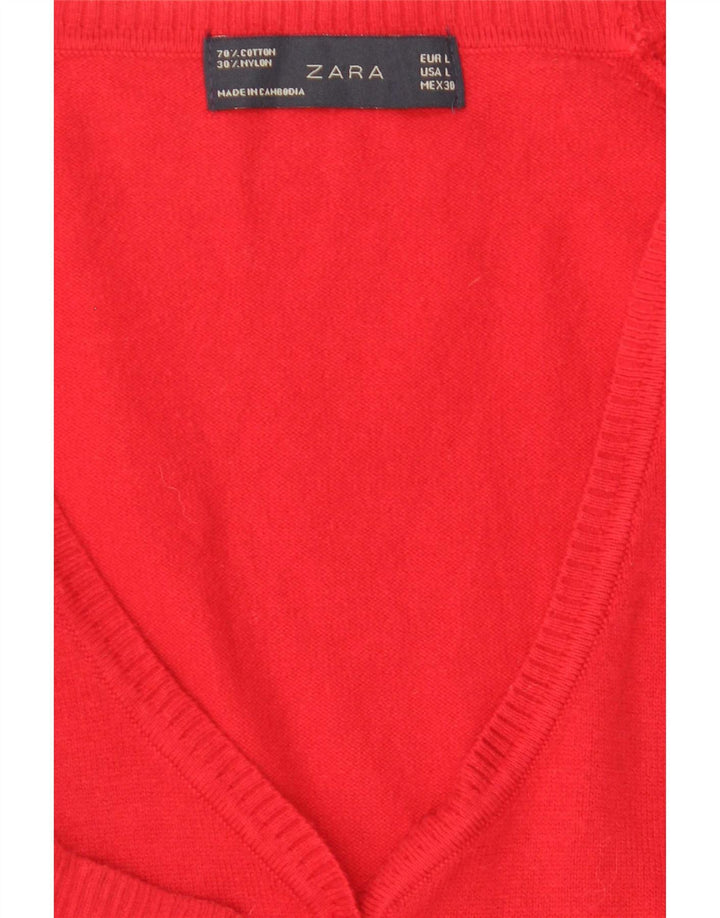 Zara Cardigan Femme Pull UK 14 Large Rouge