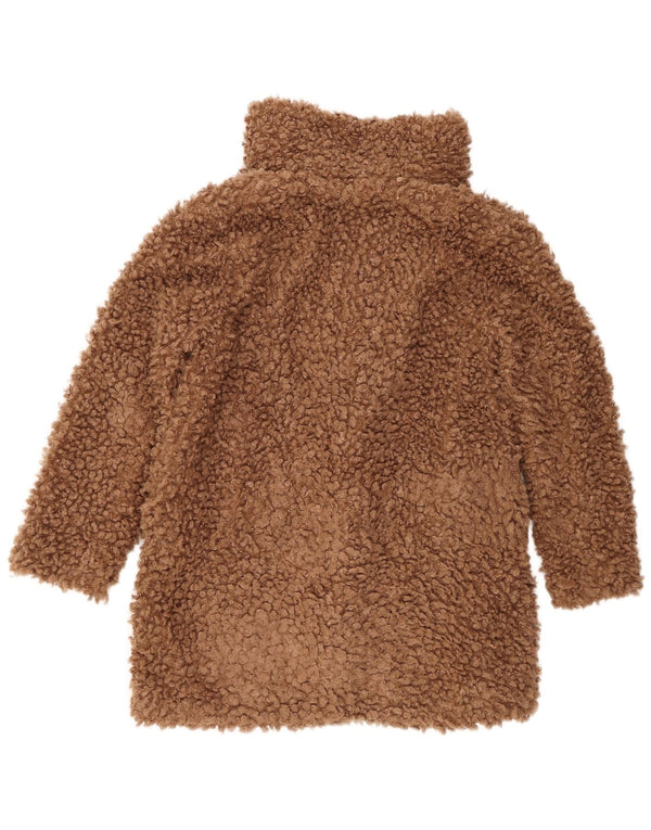 Zara Manteau surdimensionné en fausse fourrure pour femme UK 14 Marron moyen