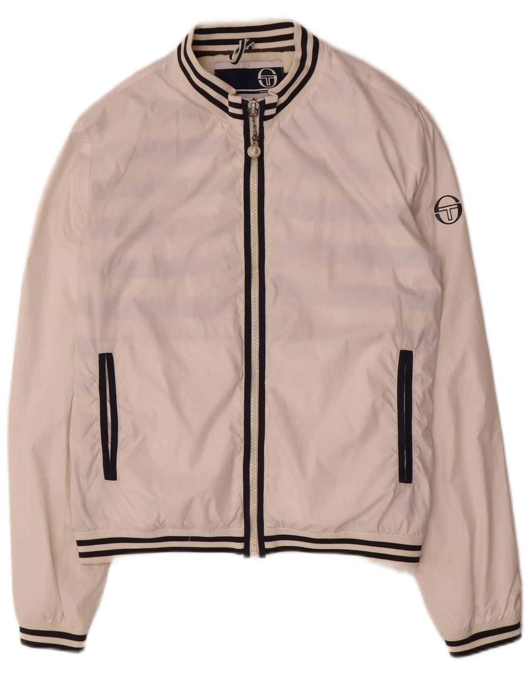 Sergio Tacchini Veste de survêtement pour femme US 12 Large Blanc Rayé