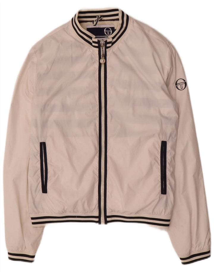 Sergio Tacchini Veste de survêtement pour femme US 12 Large Blanc Rayé
