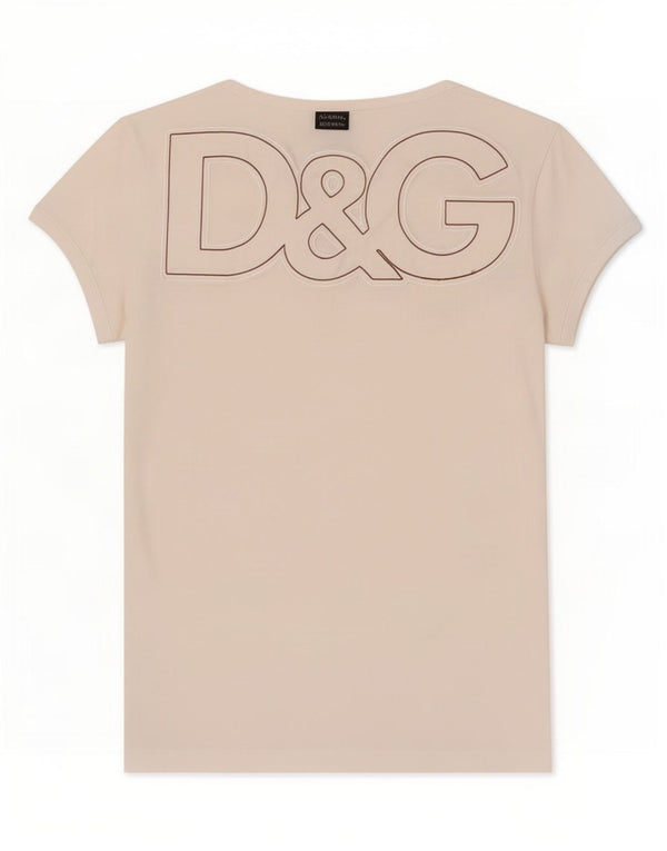 Dolce & Gabbana T-shirt graphique pour femme UK 4 XS Blanc