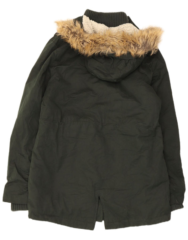 Superdry Veste Parka À Capuche Femme UK 14 Large Vert Polyester