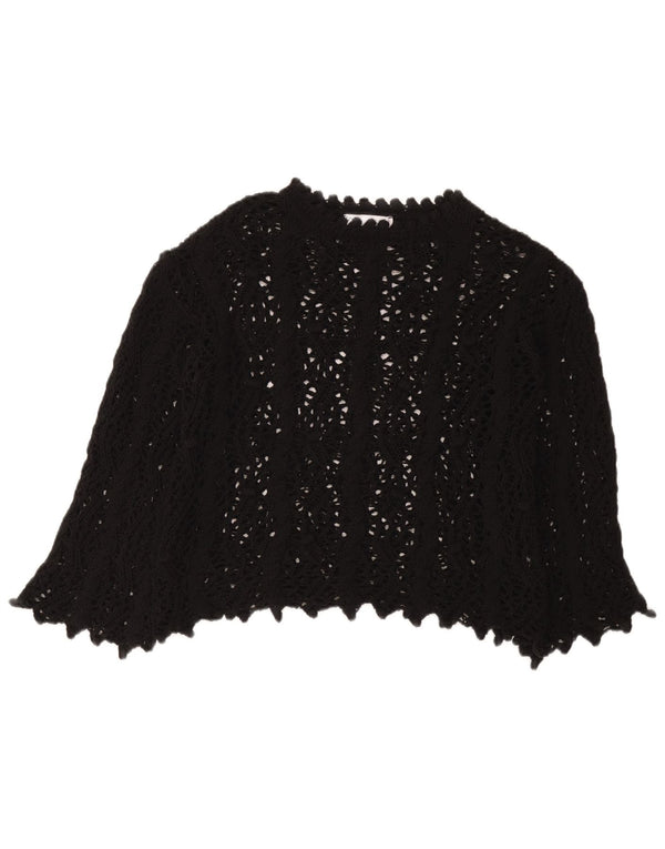 Zara Womens Crochet Blouse Top UK 10 Petit Noir