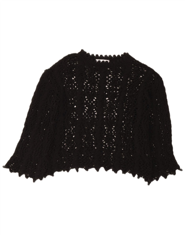 Zara Womens Crochet Blouse Top UK 10 Petit Noir