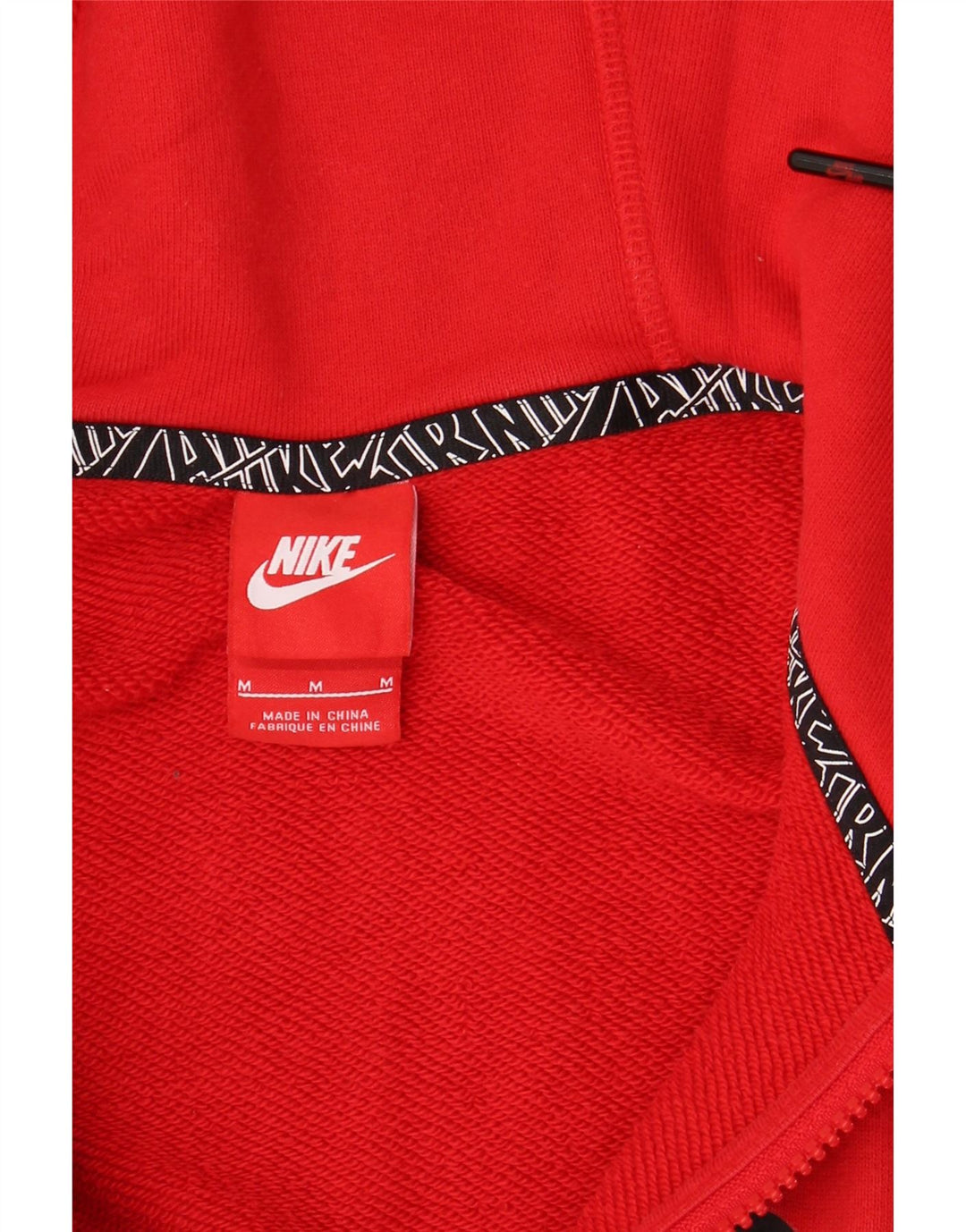 NIKE Pull à capuche zippé graphique pour homme en coton rouge moyen