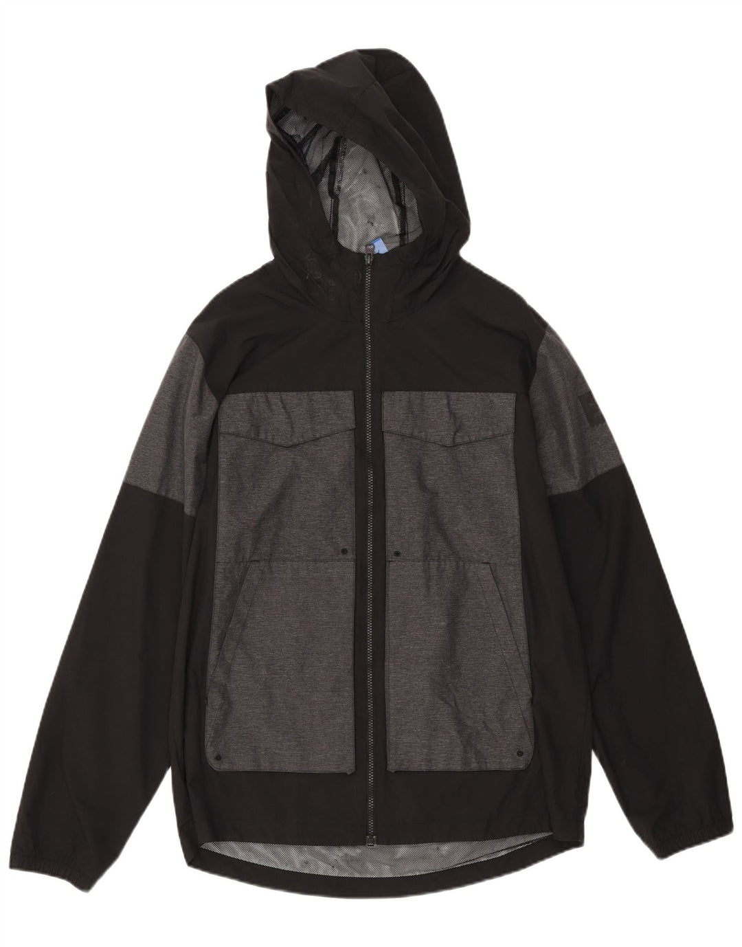 ADIDAS Veste de pluie à capuche pour homme UK 38 Medium Noir Colourblock Polyester