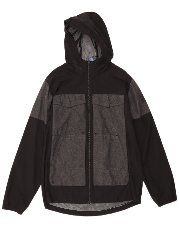 ADIDAS Veste de pluie à capuche pour homme UK 38 Medium Noir Colourblock Polyester