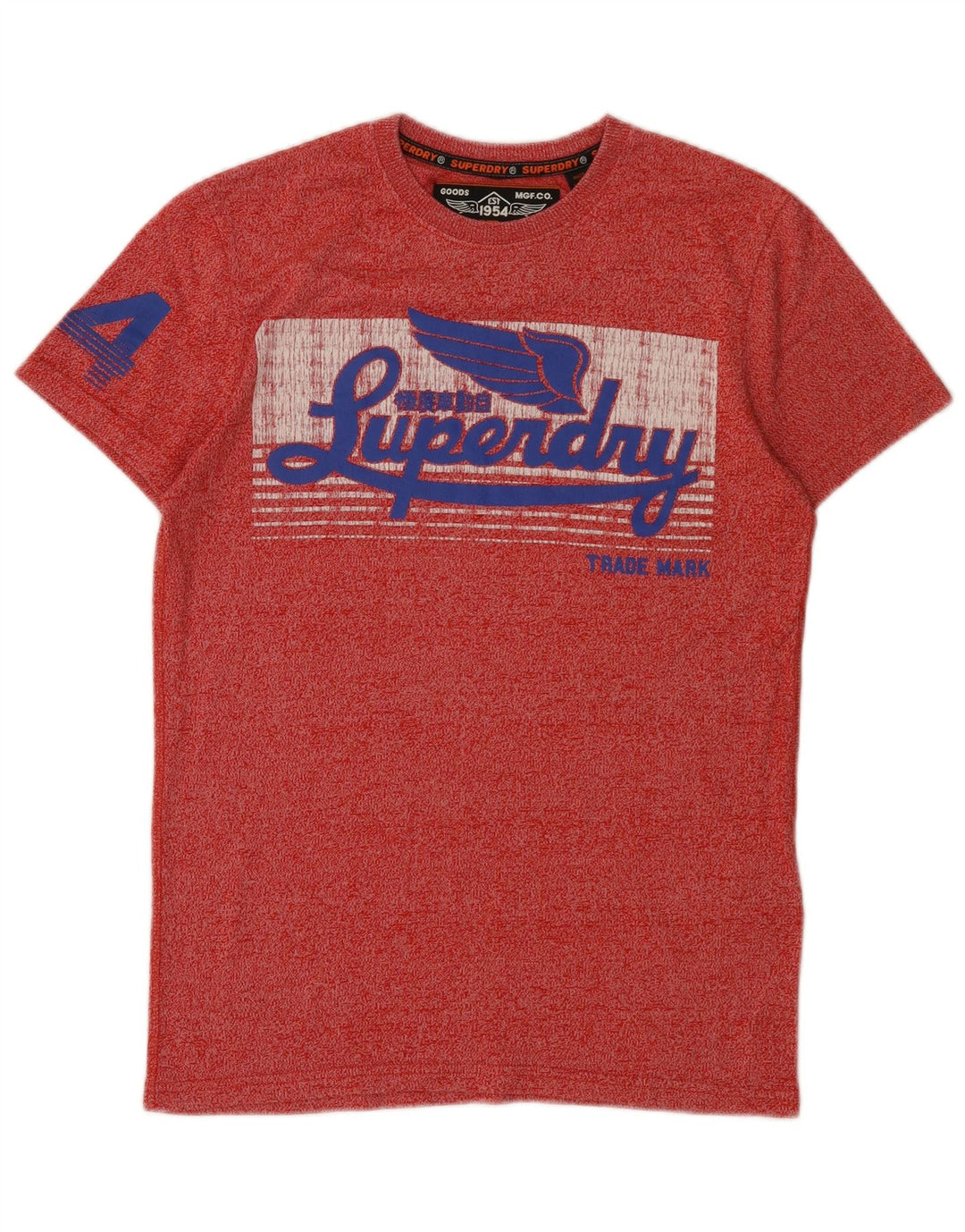 Superdry Homme T-Shirt Graphique Haut Petit Coton Moucheté Rouge
