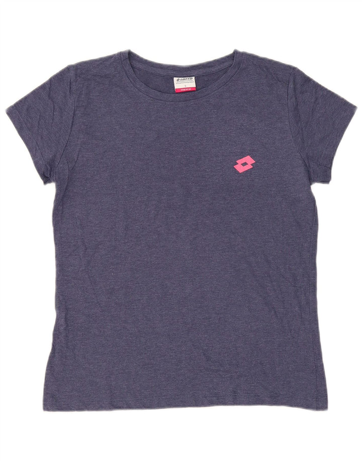 Lotto T-Shirt Femme Top UK 10 Petit Bleu Marine Coton