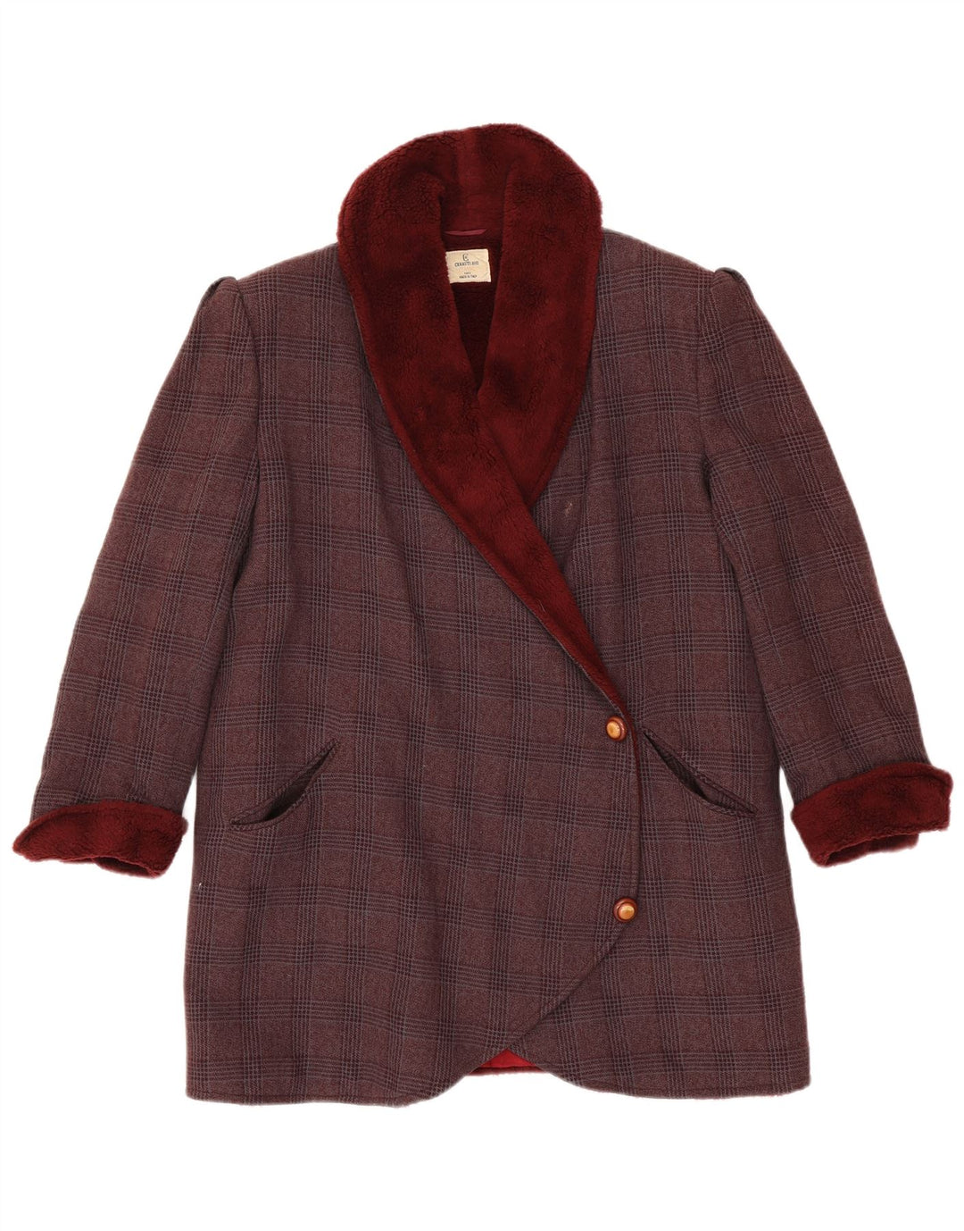 Cerruti 1881 Pardessus pour femme UK 14 Carreaux bordeaux moyen