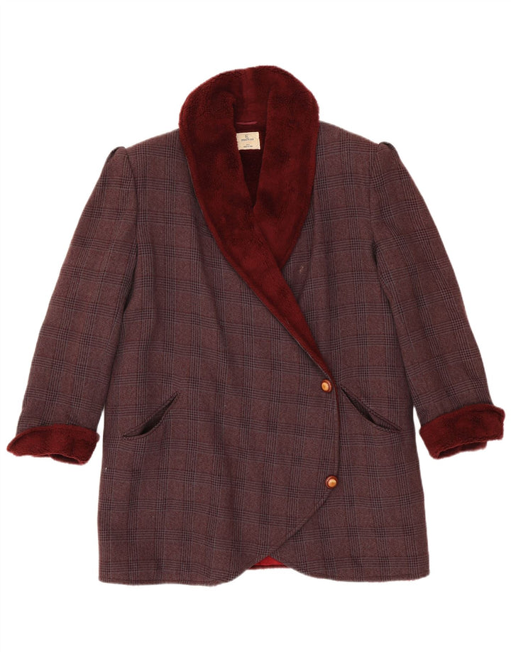Cerruti 1881 Pardessus pour femme UK 14 Carreaux bordeaux moyen