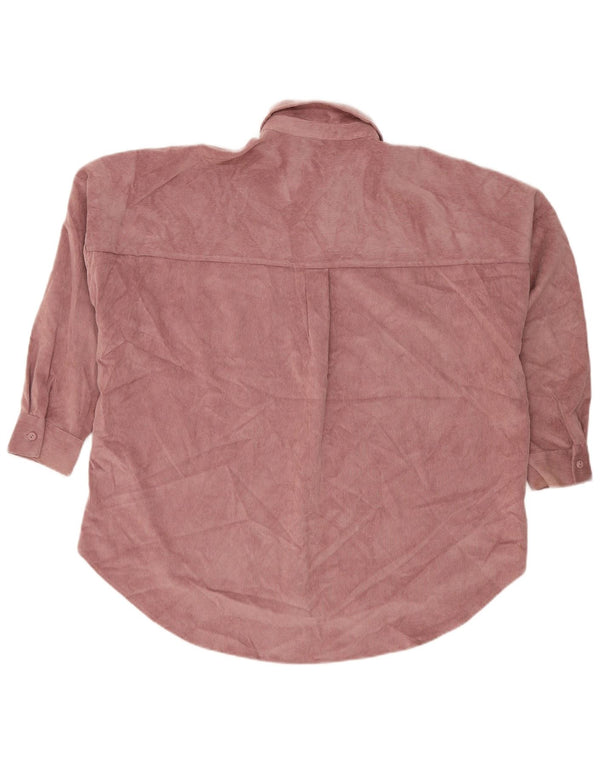 Zara Chemise surdimensionnée en velours côtelé pour femme UK 10 Petit polyester rose