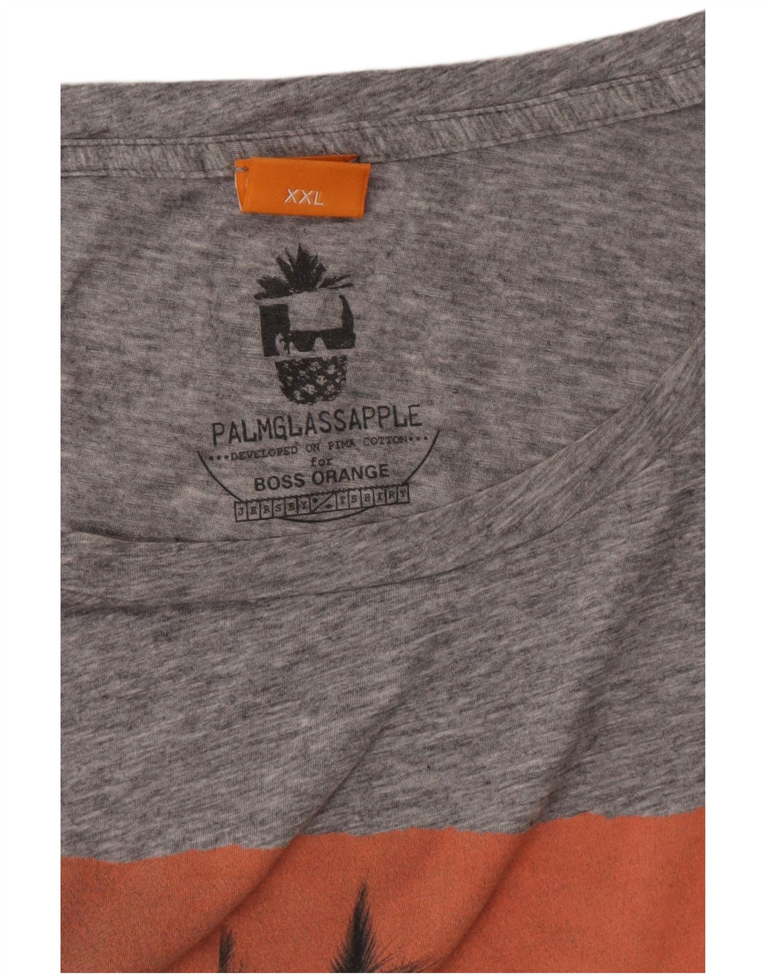 HUGO BOSS Hommes Graphic T-Shirt Top 2XL Gris Moucheté