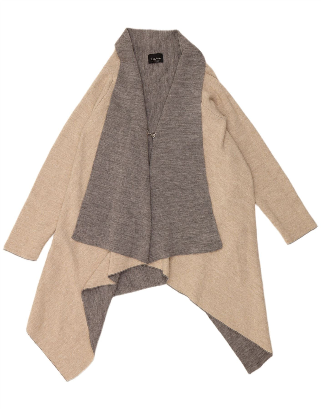 Zara Cardigan asymétrique pour homme UK 14 Beige moyen Colourblock