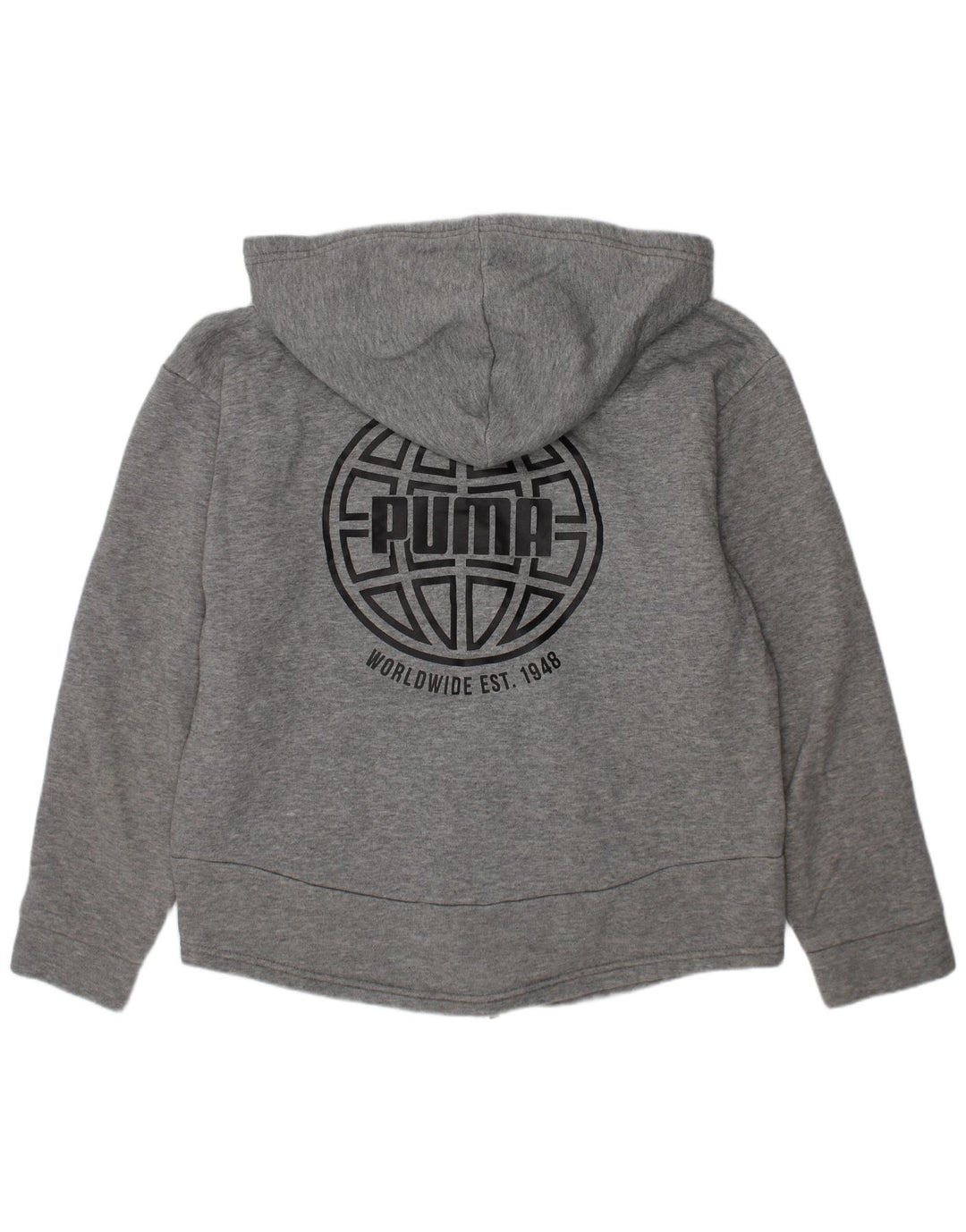 PUMA Sweat à capuche zippé graphique pour fille 11-12 ans Gris Coton