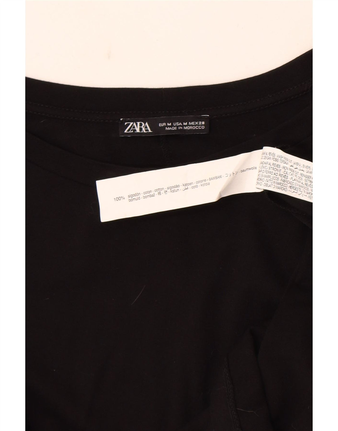 Zara Chemisier à manches longues pour femme UK 44 en coton noir moyen