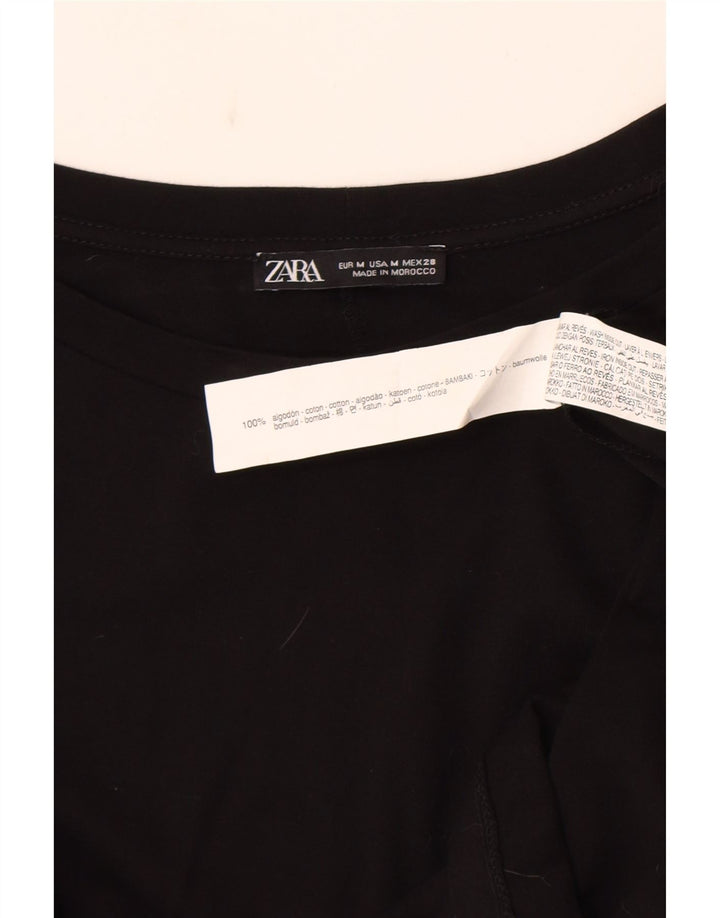 Zara Chemisier à manches longues pour femme UK 44 en coton noir moyen