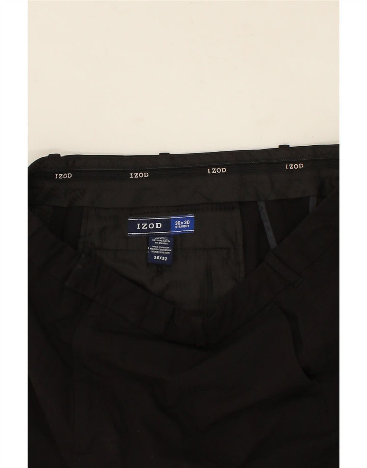 IZOD Mens Straight Casual Trousers W36 L30  Black Polyester Vintage Izod and Second-Hand Izod from Messina Hembry 