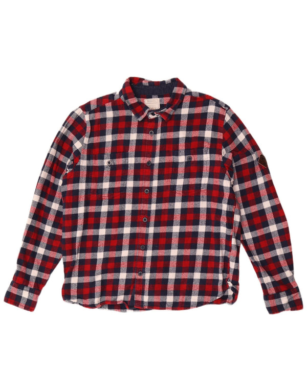 Mountain Warehouse Chemise en flanelle pour homme en coton à carreaux rouges