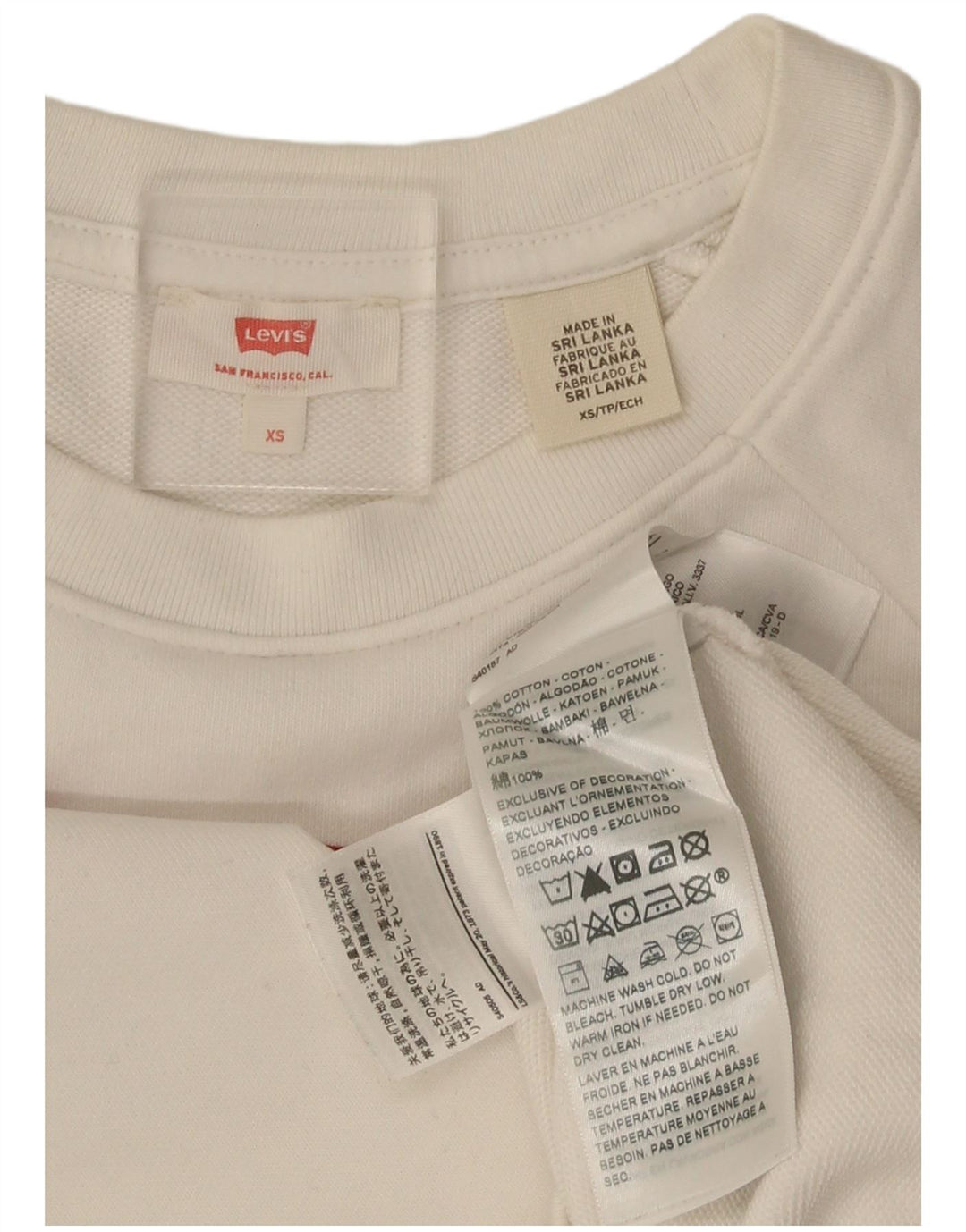 Levi's Sweat-Shirt Oversize Graphique Femme UK 6 XS Coton Blanc